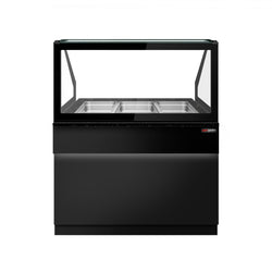 Witryna grzewcza TORONTO – 1250 mm – czarny front – na 3 pojemniki GN 1/1 – czarny blat granitowy