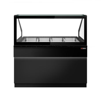 Witryna grzewcza TORONTO - 1500 mm - dla 4x GN 1/1 - czarny panel przedni - blat roboczy kuchenny z czarnego granitu - Prime Gastro