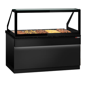 Witryna grzewcza TORONTO - 1800 mm - dla 5x GN 1/1 - czarny panel przedni - blat roboczy kuchenny z czarnego granitu - Prime Gastro