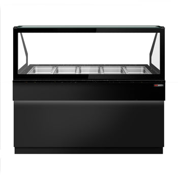 Witryna grzewcza TORONTO - 1800 mm - dla 5x GN 1/1 - czarny panel przedni - blat roboczy kuchenny z czarnego granitu - Prime Gastro