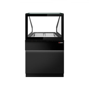 Witryna grzewcza TORONTO - 800 mm - dla 2x GN 1/1 - czarny panel przedni - blat roboczy kuchenny z czarnego granitu - Prime Gastro