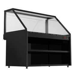 Witryna do ekspozycji gorących potraw TORONTO – 1800 mm – czarny front – podgrzewana płyta