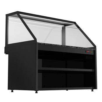 Witryna do ekspozycji gorących potraw TORONTO – 1800 mm – czarny front – podgrzewana płyta - Prime Gastro