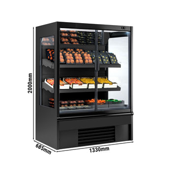 Witryna chłodnicza naścienna - 1330 mm - 370 litrów - z izolowanymi szklanymi drzwiami & 2 półkami - Prime Gastro