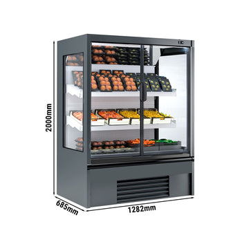 Witryna chłodnicza naścienna - 1330 mm - 370 litrów - z izolowanymi szklanymi drzwiami & 2 półkami - Prime Gastro