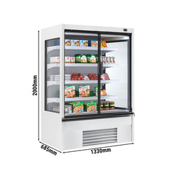 Witryna chłodnicza naścienna - 1330 mm - 455 litrów - z izolowanymi szklanymi drzwiami & 4 półkami