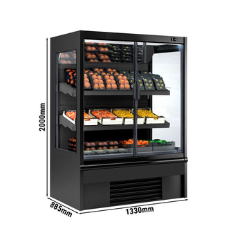 Witryna chłodnicza naścienna - 1330 mm - 569 litrów - z izolowanymi szklanymi drzwiami & 2 półkami - Prime Gastro