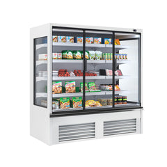 Wall mounted refrigerated display cabinet - 1955 mm - 827 litres - with LED lighting, insulated glass door & 4 shelves