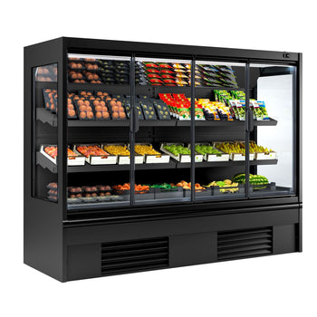 Witryna chłodnicza naścienna - 2580 mm - 740 litrów - z izolowanymi szklanymi drzwiami & 2 półkami - Prime Gastro