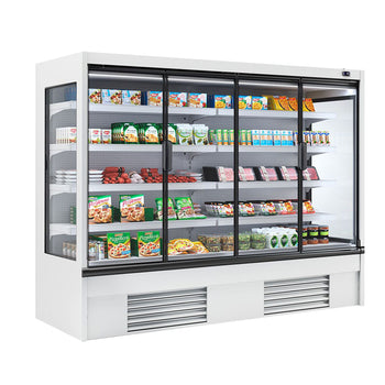 Witryna chłodnicza naścienna - 2580 mm - 910 litrów - z izolowanymi szklanymi drzwiami & 4 półkami - Prime Gastro