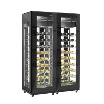(2 szt.) Chłodziarka do wina panoramiczna - 1 strefa klimatyczna - 400 litrów - maks. 81 butelek - Prime Gastro