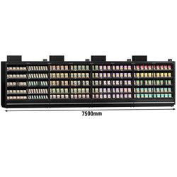 (4 sztuki) Witryna chłodnicza naścienna do supermarketów - 7500 mm - z bezramowymi, izolowanymi szklanymi drzwiami, 5 półek