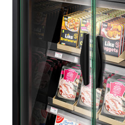 (10 sztuk) Witryna chłodnicza naścienna do supermarketów - 18750 mm - z bezramowymi, izolowanymi szklanymi drzwiami, 5 półek