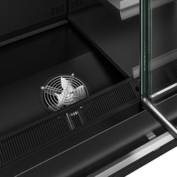 (6 szt.) Regał chłodniczy przyścienny Plug‑In - 11250mm - z 24 bezramowymi, podwójnie przeszklonymi drzwiami uchylnymi & 30 półek - Czarny