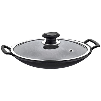 Patelnia wok - Ø 340 mm - nieprzywierająca - z pokrywką szklaną - Prime Gastro