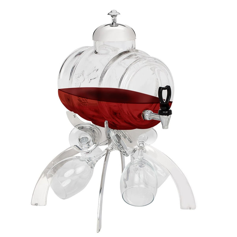 Dozownik do wina – 4 litry – chrom – w zestawie 4 kieliszki do wina