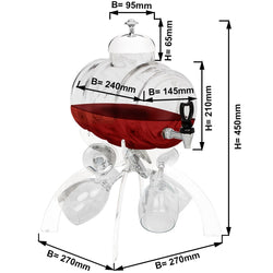 Dozownik do wina – 4 litry – biały – w zestawie 4 kieliszki do wina