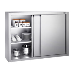 Szafka wisząca ze stali nierdzewnej PREMIUM - 1000 x 400 mm - z drzwiami przesuwnymi - wysokość 1000 mm