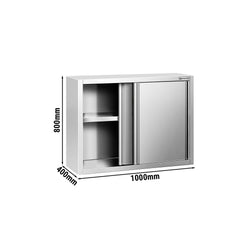 Szafka wisząca naścienna ze stali nierdzewnej PREMIUM - 1000x400 mm - z drzwiami przesuwnymi - wysokość 800 mm