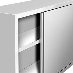 Szafka wisząca naścienna ze stali nierdzewnej PREMIUM - 1000x400 mm - z drzwiami przesuwnymi - wysokość 800 mm