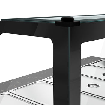 Witryna grzewcza TORONTO - 1250 mm - drewniany panel przedni - do 3x GN 1/1 - blat roboczy kuchenny z czarnego granitu - Prime Gastro