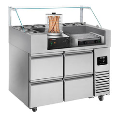 Food preparation stations with hot dog maker