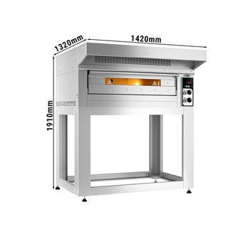 Elektryczny piec do pizzy - 6 x 33 cm - Manualny - włącznie z okapem & ramą podstawy - Prime Gastro