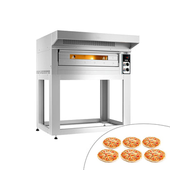 Elektryczny piec do pizzy - 6 x 33 cm - Manualny - włącznie z okapem & ramą podstawy - Prime Gastro