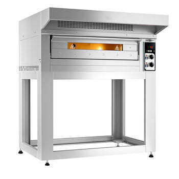 Elektryczny piec do pizzy - 6 x 33 cm - Manualny - włącznie z okapem & ramą podstawy - Prime Gastro