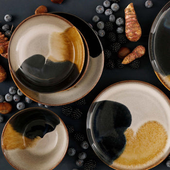 (4 sztuk) AQUAREL - Talerz płaski - Ø 280mm - Beżowy/Niebieski - Prime Gastro