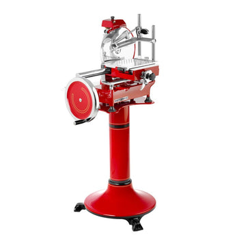 Rustykalna maszyna z kołem zamachowym - Ostrze: Ø 300 mm - Czerwona - włącznie z ramą podstawy - Prime Gastro