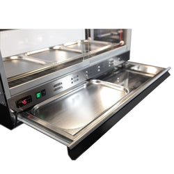 Witryna grzewcza do kurczaków – z wysuwaną deską do krojenia