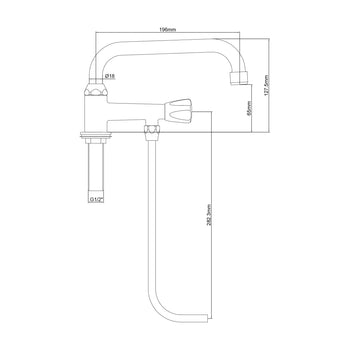 Kran mieszający z jednym otworem - z 1 rurką podtynkową & 1 kranem obrotowym - Prime Gastro