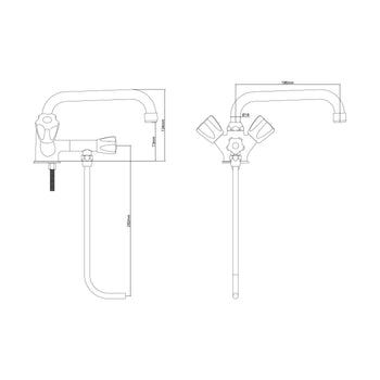 Kran mieszający z jednym otworem - z 1 rurką podtynkową & 1 kranem obrotowym - Prime Gastro
