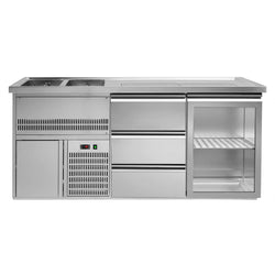 Lada barmańska PREMIUM PLUS - 1950x700mm - 1 Drzwi przeszklone & 3 Szuflady