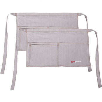 (2 szt.) Fartuch bistro - krótki - z kieszenią - Dżinsowy wygląd-jasnoszary - Prime Gastro