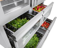 Chłodziarka ze stali nierdzewnej PREMIUM - GN 2/1 - 1400 litrów - z 2 szklanymi półdrzwiami & 4 szklanymi szufladami