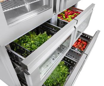 Chłodziarka ze stali nierdzewnej PREMIUM - GN 2/1 - 1400 litrów - z 2 szklanymi półdrzwiami & 4 szklanymi szufladami - Prime Gastro