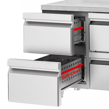 Stół Chłodniczy PREMIUM - 2330x700 mm - z 8 szufladami & panelem tylnym - Prime Gastro