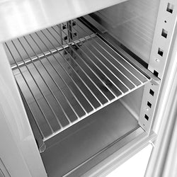 Stół chłodniczy PREMIUM - 1430x700 mm - z 2 drzwiami, 1 zlewem po prawej stronie & panelem tylnym