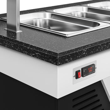 Lada bufetowa ciepła BELFAST - 1600 mm - z bemarem & kółkami - na 4x GN 1/1 - Prime Gastro