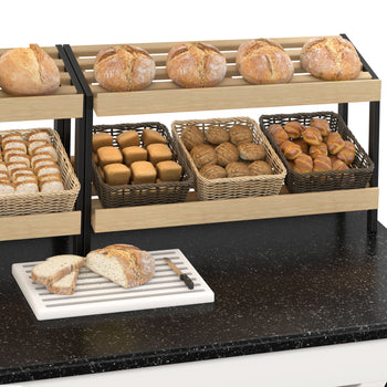 Półka na chleb BELFAST - 2000 mm - z kółkami - blat roboczy kuchenny z czarnego granitu - Prime Gastro