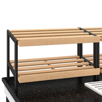 Półka na chleb BELFAST - 2000 mm - z kółkami - blat roboczy kuchenny z czarnego granitu - Prime Gastro