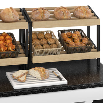 Półka na chleb BELFAST - 1600 mm - z kółkami - blat roboczy kuchenny z czarnego granitu - Prime Gastro