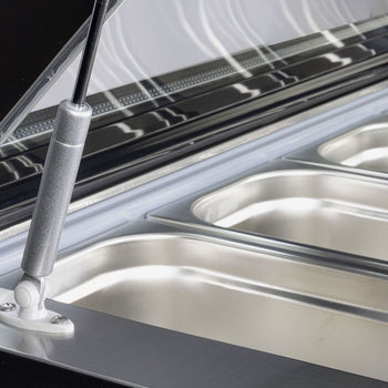 Stołowa witryna na lody - 870 mm - statyczna - na 4x 5-litrowe pojemniki na lody - kopułowa pokrywa - pokrywa otwierana na stronę obsługi - Prime Gastro