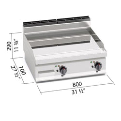 Elektryczna płyta grillowa - 9,6 kW - Gładka - z błyszczącyą powierzchnią