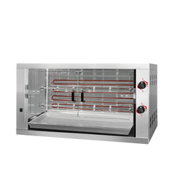 Elektryczny grill do kurczaków – 9,6 kW – z 2 rożnami, mieszczącymi do 12 kurczaków
