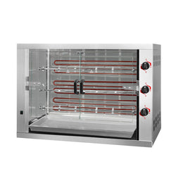 Elektryczny grill do kurczaków – 14,4 kW – z 3 rożnami, mieszczącymi do 18 kurczaków