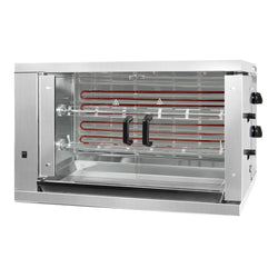 Elektryczny grill do kurczaka - 6,6 kW - z 2 szpikulcami do 12 kurczaków