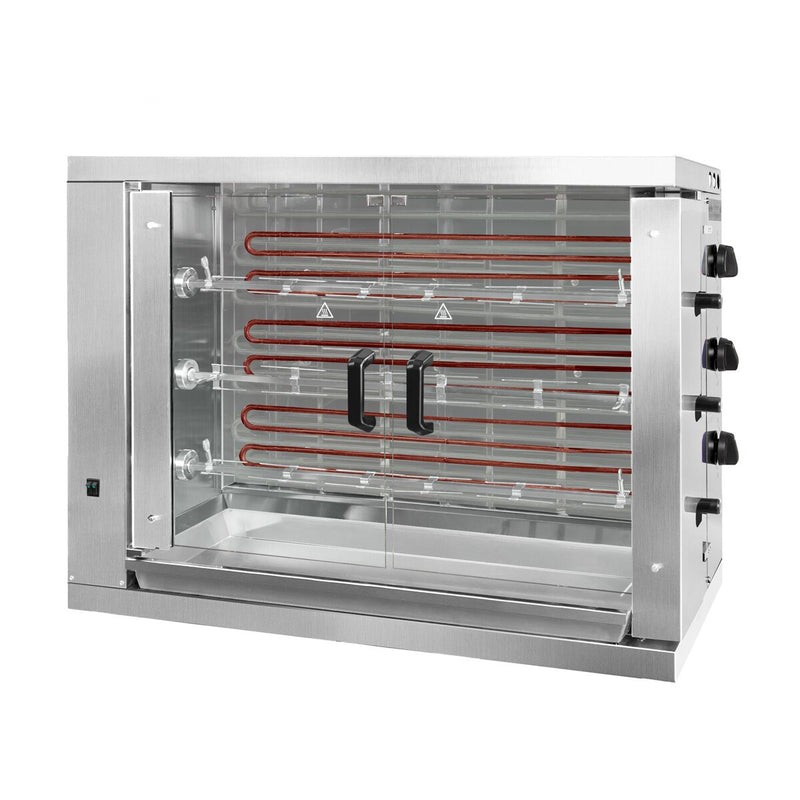 Elektryczny grill do kurczaka ECO - 14,4 kW - z 3 szpikulcami na 18 kurczaków